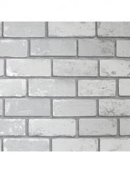 Image of Arthouse Peel & Stick Metallic Brick White/Silver Paper