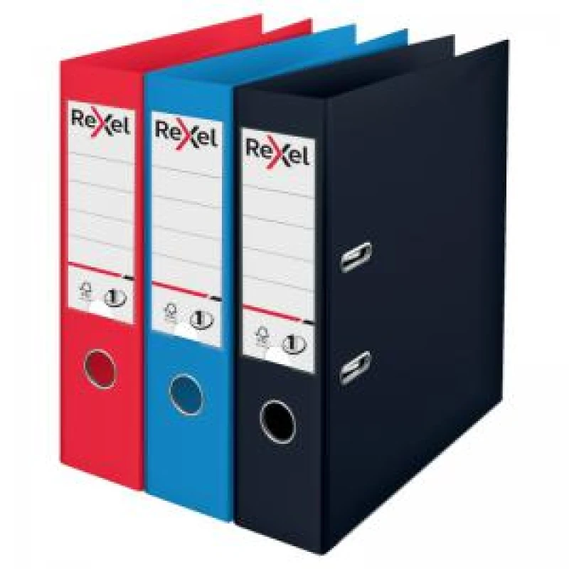 Image of Rexel Rexel Choices Polypropylene Lever Arch File A4 75mm Assorted PK3 - 2115709 2115709