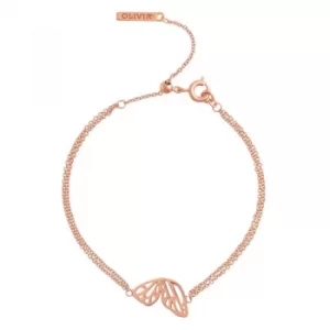 Image of Ladies Olivia Burton Rose Gold Plated Butterfly Wing Chain Bracelet