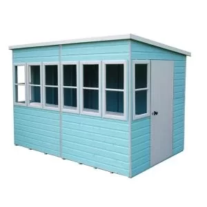 Image of Shire Sun Pent 10X6 Pent Dip Treated Shiplap Wooden Shed With Floor