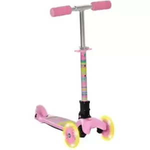 Image of Homcom - Kids 3 Wheel Scooter Foldable Toddler Kick Scooter Adjustable Height LED Flashing Wheels for Boys and Girls 3-8 Years Pink