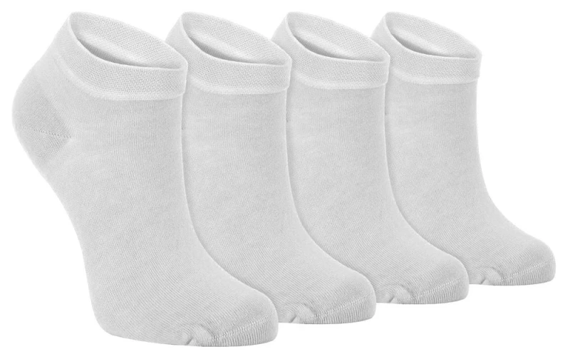 Image of Sock Snob Sock Snob Men 4 Pack Luxury Bamboo Low Cut Trainer Socks in White Size: 7-11 White 7-11 Male 5060597077422