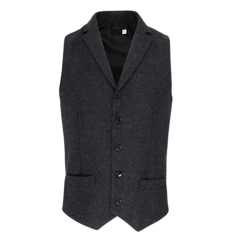 Image of Premier Premier Men Herringbone Waistcoat in Charcoal Size: X-Small Charcoal XS Male 5063470846054