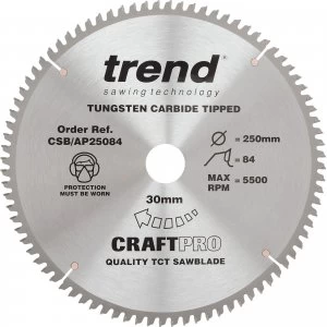 Image of Trend CRAFTPRO Aluminium and Plastic Cutting Saw Blade 250mm 84T 30mm