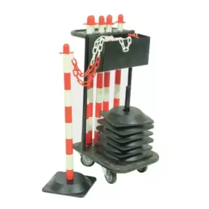 Image of Post and chain trolley kit - triangular concrete base - red & white