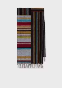 Image of Paul Smith Wool-Cashmere Blend Mixed 'Signature Stripe' Scarf
