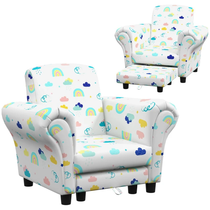 Image of AIYAPLAY Aiyaplay - 2 Piece Kids Sofa Set with Dinosaur Design, for Nursery White 5056725563578