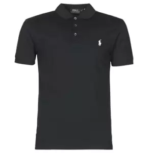 Image of Polo Ralph Lauren POLO CINTRE SLIM FIT EN COTON STRETCH MESH LOGO PONY PLAYER mens Polo shirt in Black - Sizes EU XS
