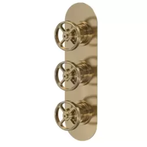 Image of Hudson Reed Triple Valve With Diverter - Brushed Brass