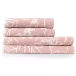 Image of Everybody Abstract Jacquard 4 Piece Hand/Bath Towel Set Blush