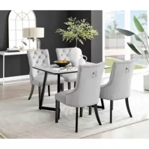 Image of Furniture Box Carson White Marble Effect Dining Table and 4 Grey Belgravia Black Leg Chairs