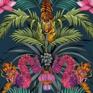 Image of Belgravia Decor Wilson Tiger Blue Wallpaper