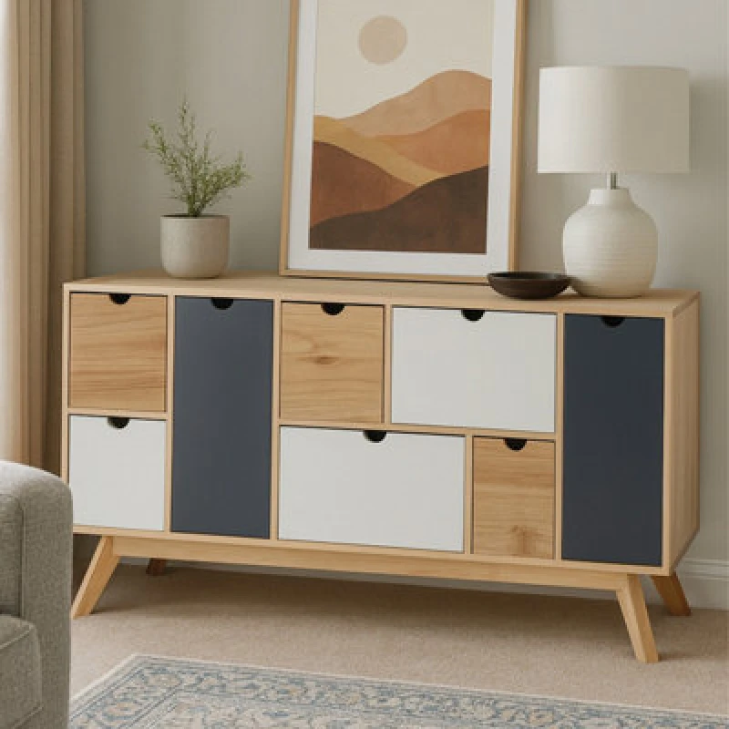 Image of Orsina Compact Design Six Drawer Chest, Modern Design Chest Of Drawers For Livingroom, Minimalist Storage Chest