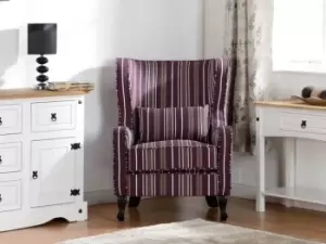 Image of Seconique Sherborne Burgundy Stripe Fabric Arm Chair
