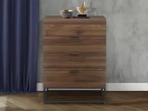 Image of Birlea Houston Walnut Effect 4 Drawer Chest of Drawers Flat Packed