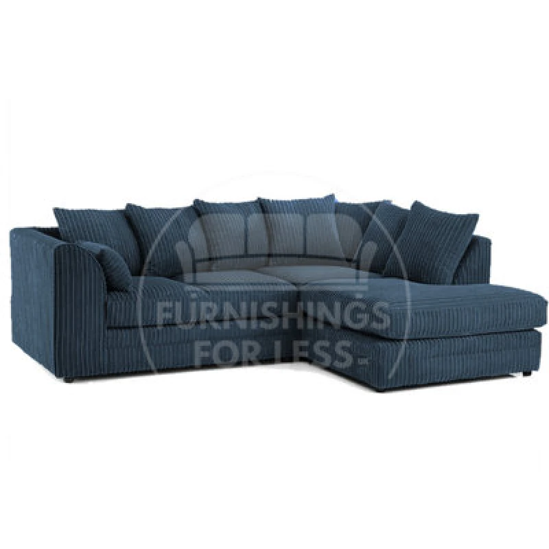 Image of Furnishings For Less UK Luxor Jumbo Cord 4 Seater Corner Sofa Navy Blue Right Hand Facing