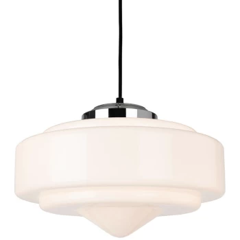 Image of Firstlight - Art Deco Pendant Light Chrome with Opal White Glass