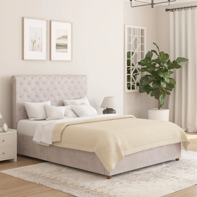 Image of Aspire Aspire Taylor Ottoman Storage Bed Frame in Plush Velvet Fabric in Silver Size: Double Silver Double Unisex 5057632297679