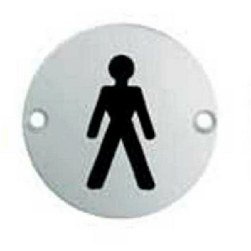 Image of Loops Bathroom Door Male Symbol Sign 76mm Diameter Satin Anodised Aluminium Multi