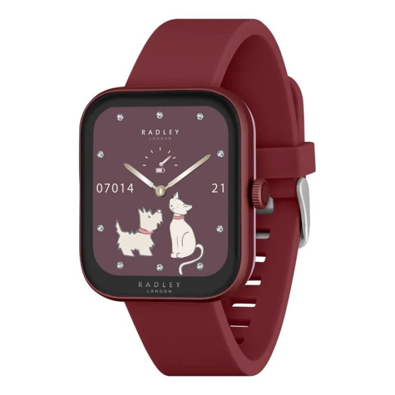 Image of Radley Berry Red Silicone Strap Calling Smart Watch
