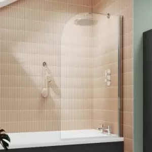 Image of Pacific Polished Chrome Profile Round Top Hinged Bath Screen 1430mm h x 785mm w - 6mm Glass - Nuie