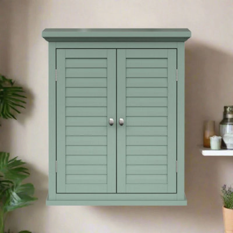 Image of Teamson Home 24" Glancy Two Shutter Doors Removable Wooden Wall Cabinet Sage Green ELG-583SG