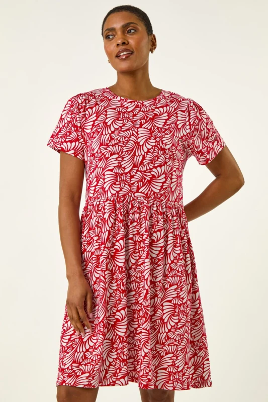 Image of Roman Womens Abstract Print Jersey Dress in Red Size: 14 Red Female 14