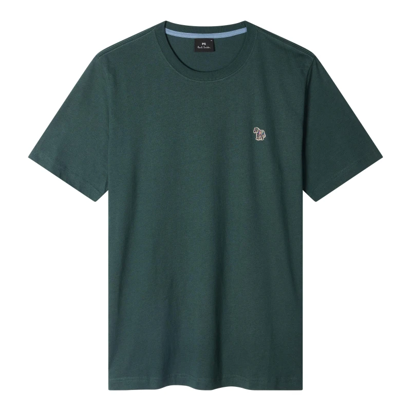 Image of Paul Smith Mens Regular Fit Zebra Crew-neck T-Shirt Green 37D male 2XL