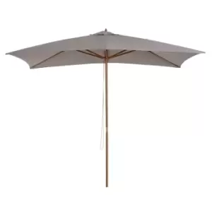 Image of Outsunny Wooden Garden Parasol Sun Shade Patio Umbrella Canopy - Light Grey