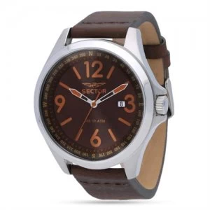Image of SECTOR WATCHES MODEL 180 R3251180016 - MOVEMENT: QUARTZ - CASE: STAINLESS STEEL - 54.7X48.5mm - STRAP: LEATHER/CUOIO - GLASS: MINERAL - WATER RESISTAN