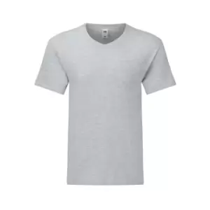 Image of Fruit Of The Loom Mens Iconic 150 V Neck T-Shirt (XXL) (Heather Grey)