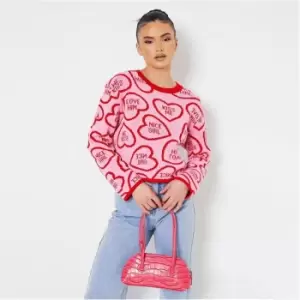 Image of I Saw It First Petite Love Heart Knitted Jumper - Pink