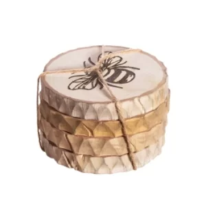 Image of Wooden Bee Coasters Set of 4
