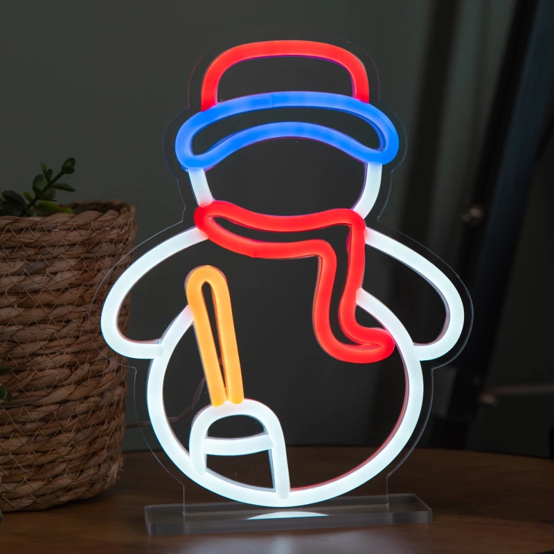 Image of 24cm Light up Christmas Snowman Table Top Neon Sign