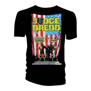 Image of Judge Dredd & 2000 AD - Judge Dredd US Flag - Crimes Against America Mens Small T-Shirt - Black