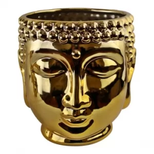 Image of Gold Ceramic Buddha Head Planter, 20cm
