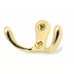 Image of Small Double Coat Hanger Hook Door Wall Bath CK24 Model - Colour Gold - Pack of 2