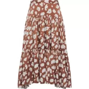 Image of French Connection Aimee Tiered Midi Skirt - Brown
