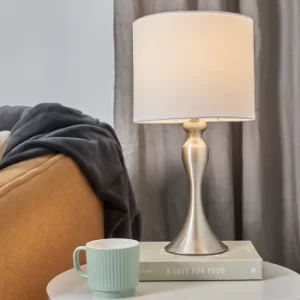Image of Faulkner Brushed Chrome Table Lamp with White Reni Shade