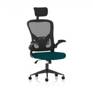 Image of Ace Executive Bespoke Fabric Seat Maringa Teal Mesh Chair With Folding