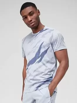 Image of adidas Own The Run Tiger Camo T-Shirt - Grey/Navy Size M Men