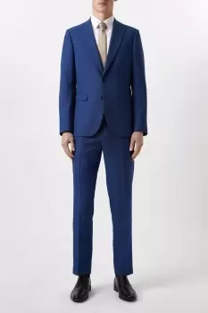 Image of Slim Fit Blue Birdseye Suit Jacket