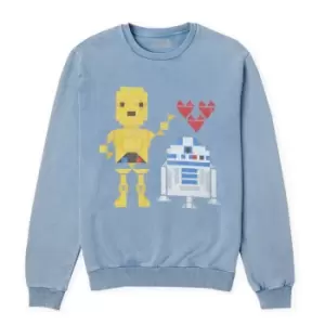 Image of Star Wars Friendship Sweatshirt - Denim Blue Acid Wash - M - Denim Blue Acid Wash
