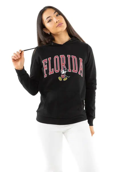 Image of Disney Mickey Mouse Varsity Cotton Hoodie Black