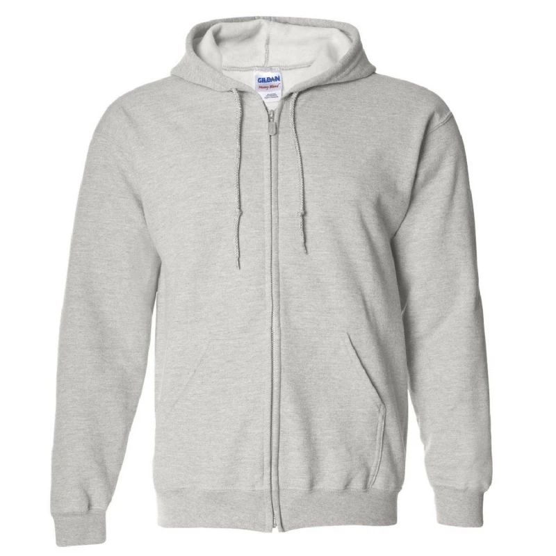 Image of Gildan Mens Heavy Blend Full Zip Hooded Sweatshirt Top in Mid Grey Size: Small Mid Grey Male S