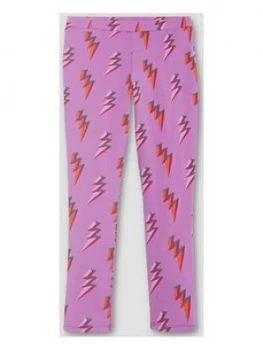 Image of Mintie By Mint Velvet Girls Lightning Print Leggings - Purple