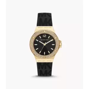Image of Michael Kors Womens Mini-Lennox Three-Hand Silicone Watch - Black