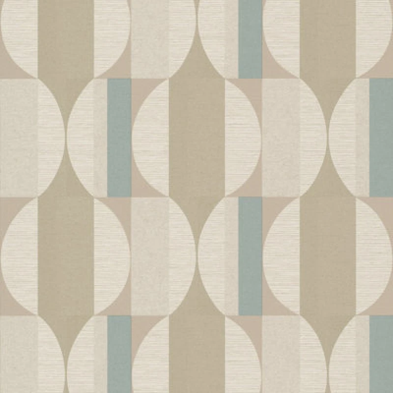 Image of Grandeco Boutique Fuma Retro Geometric Luxury Weight Embossed Wallpaper, Blue Beige