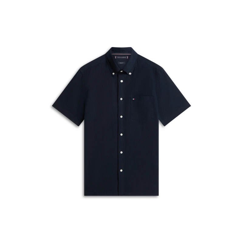 Image of Tommy Hilfiger Seersucker Solid Ss Rf Shirt Desert Sky male M