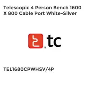 Image of TC Group Telescopic 4 Person Bench 1600 x 800 Cable Port White-Silver
